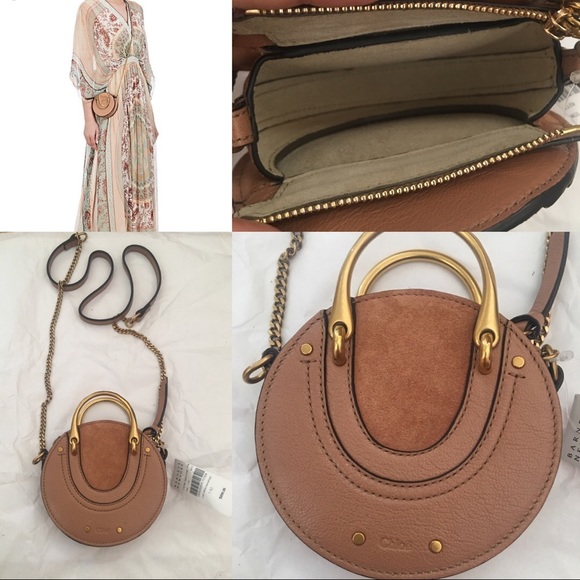 Chloe Pixie Mini Leather Suede Crossbody Bag Beige - Picture 2 of 8